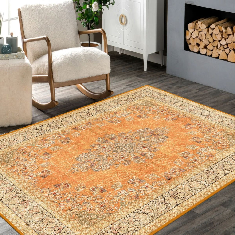 Close-up of Warm Orange Carpet’s plush pile and warm orange hue